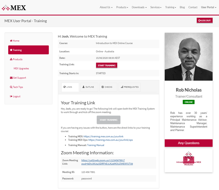 MEX Training Portal