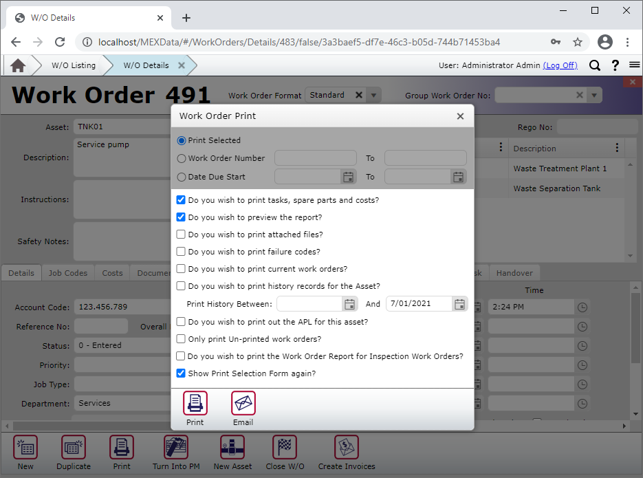 WO Document Print Example