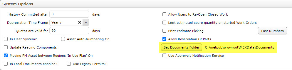 MEX Control Files System Options