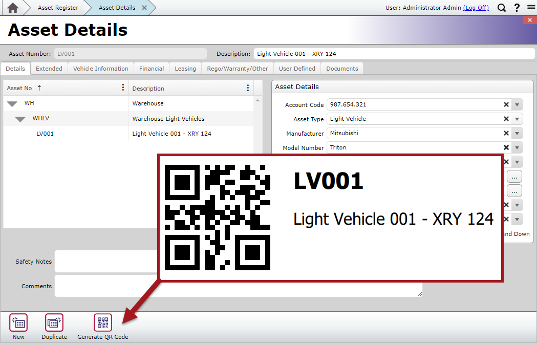 Generate Light Vehicle QR Code