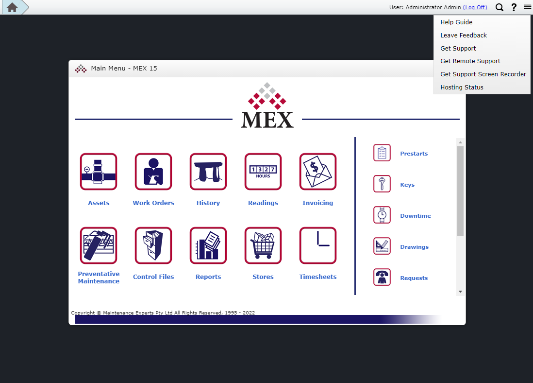 MEX Resources Menu