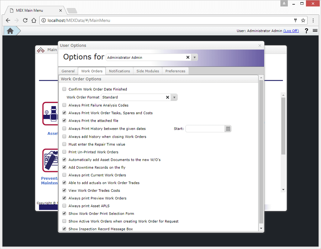 User Options for Document