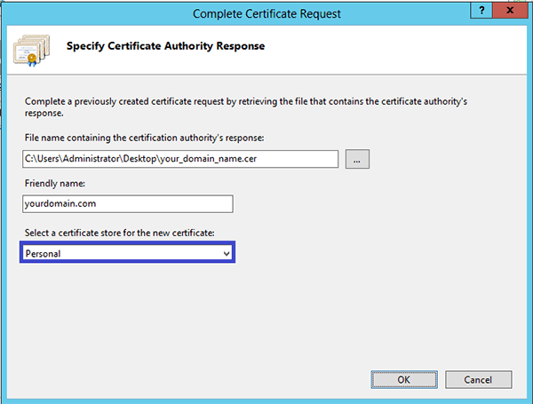 Complete Certificate Request