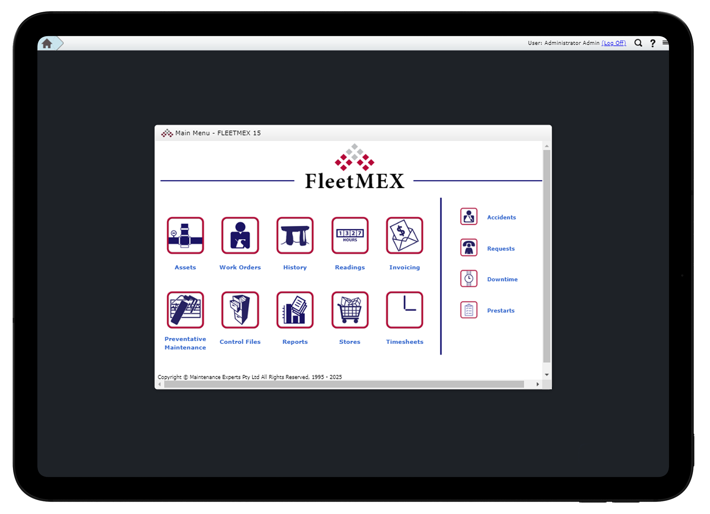 FleetMEX CMMS on an iPad Air
