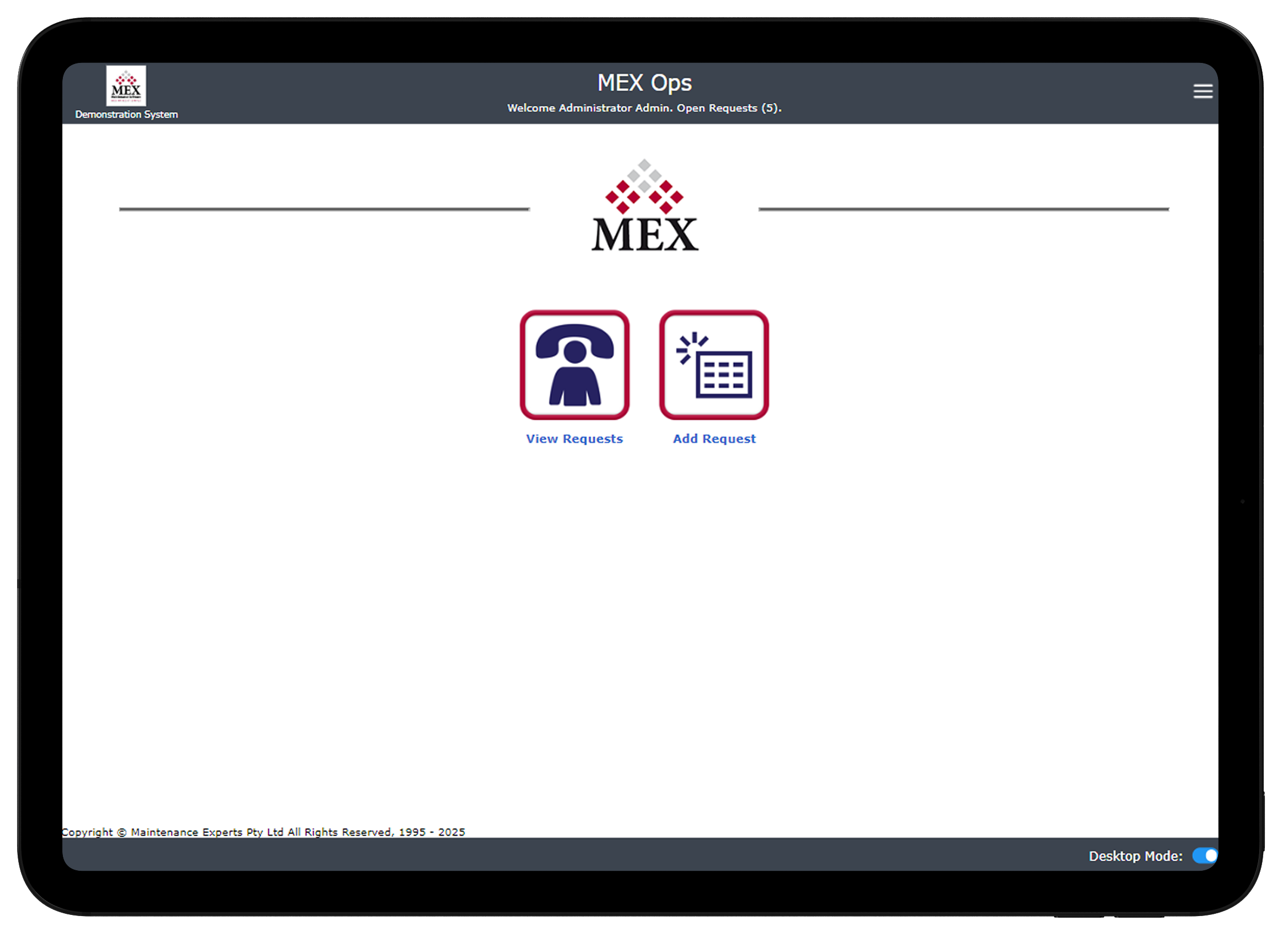 MEX Ops On an Ipad Air